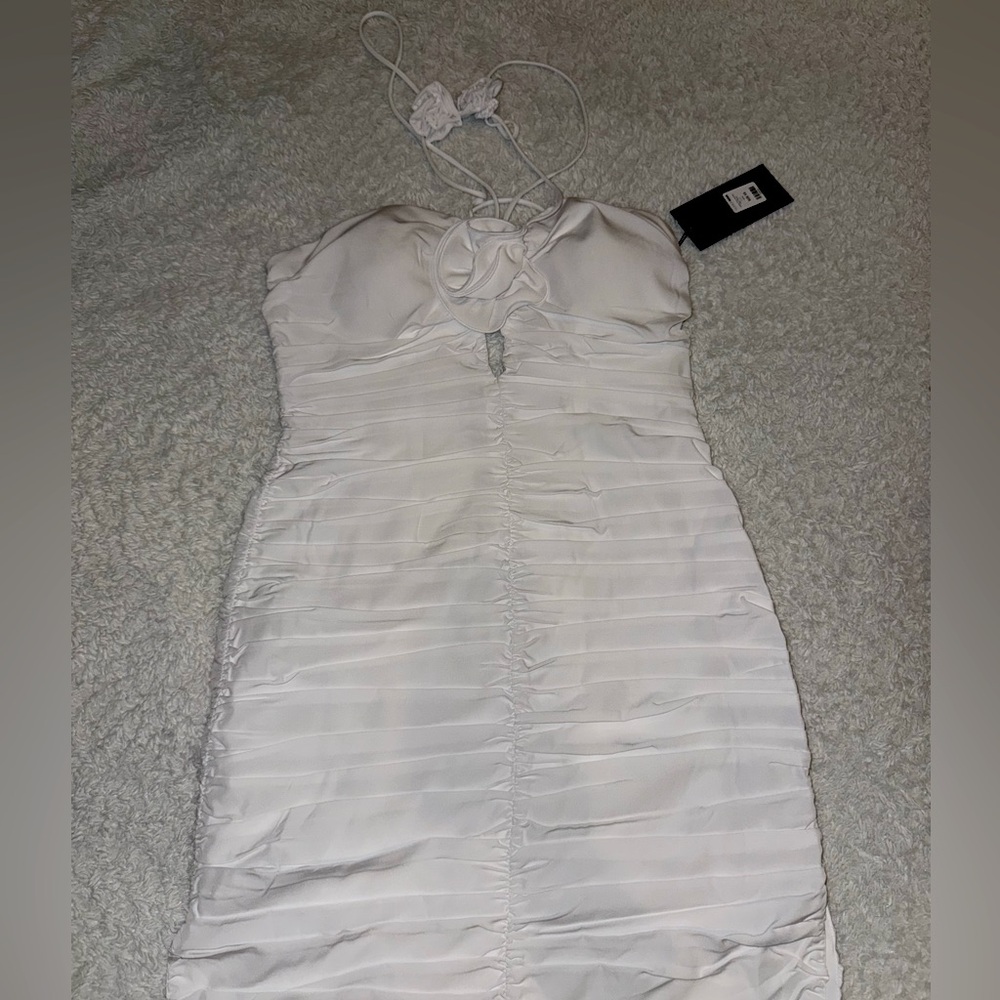 Odette Rose Ruched Maxi Dress - White